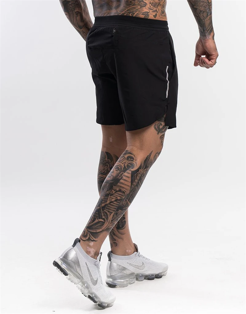 

Zipper Pocket New GYM Shorts Men Reflective stripe Running Shorts Quick dry Mens Training Workout Shorts Men Sports Bodybuilding