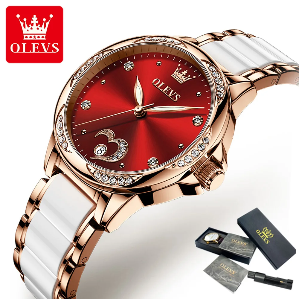 OLEVS Women Fashion Watch Automatic Mechanical Wrist Watch for Women Ladies Elegant Ceramic Strap Watch Clock Orologio da donna enlarge