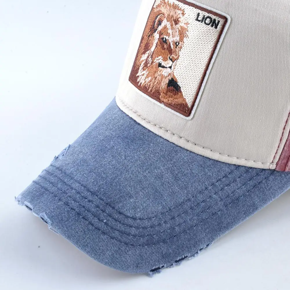 Бейсболка с вышивкой животных для мужчин и женщин Модная хлопковая кепка папы из