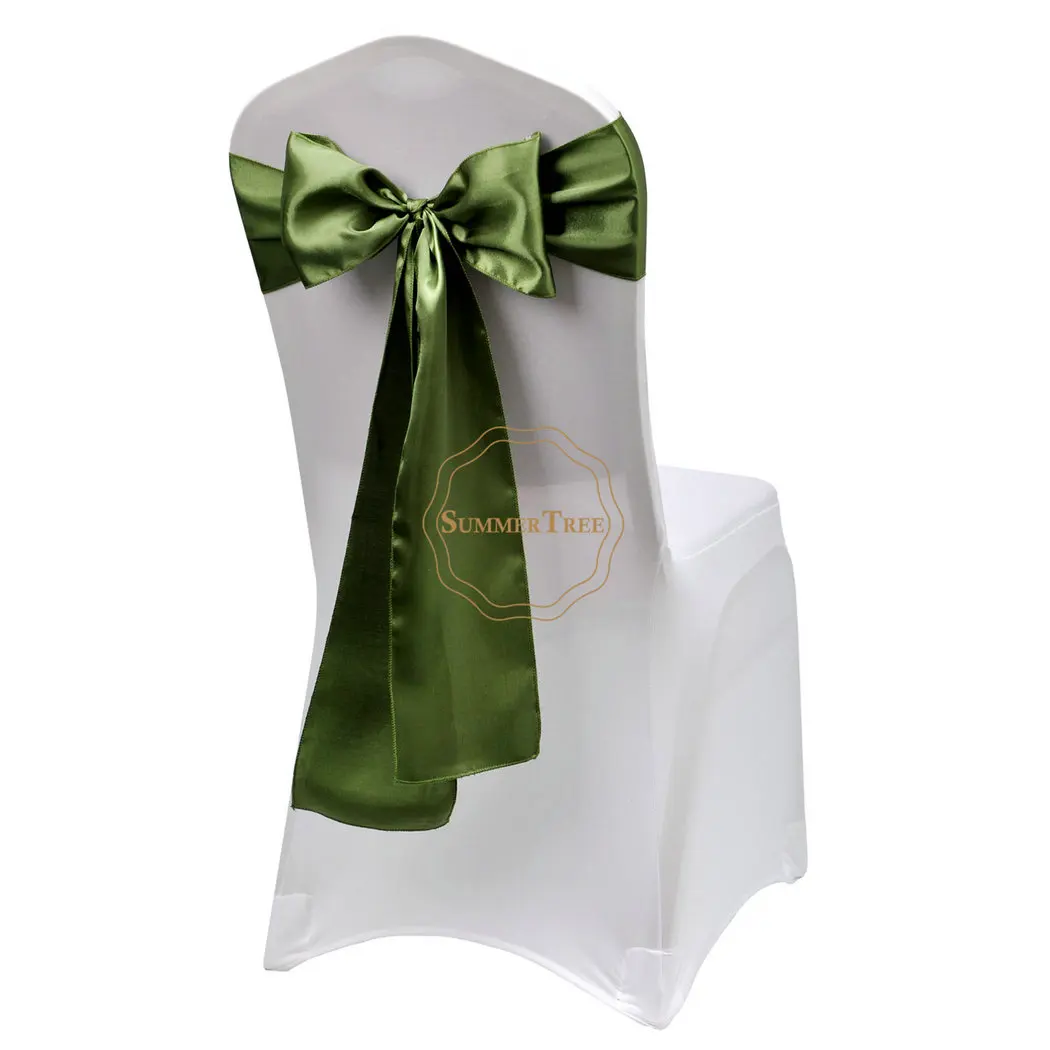 Olive Green 6x108 дюймов атласная лента на стул галстук-бабочка для банкета стула для свадебной вечеринки покрытие ремесло украшение 15x275 см атласная ткань - Цвет: Olive Green
