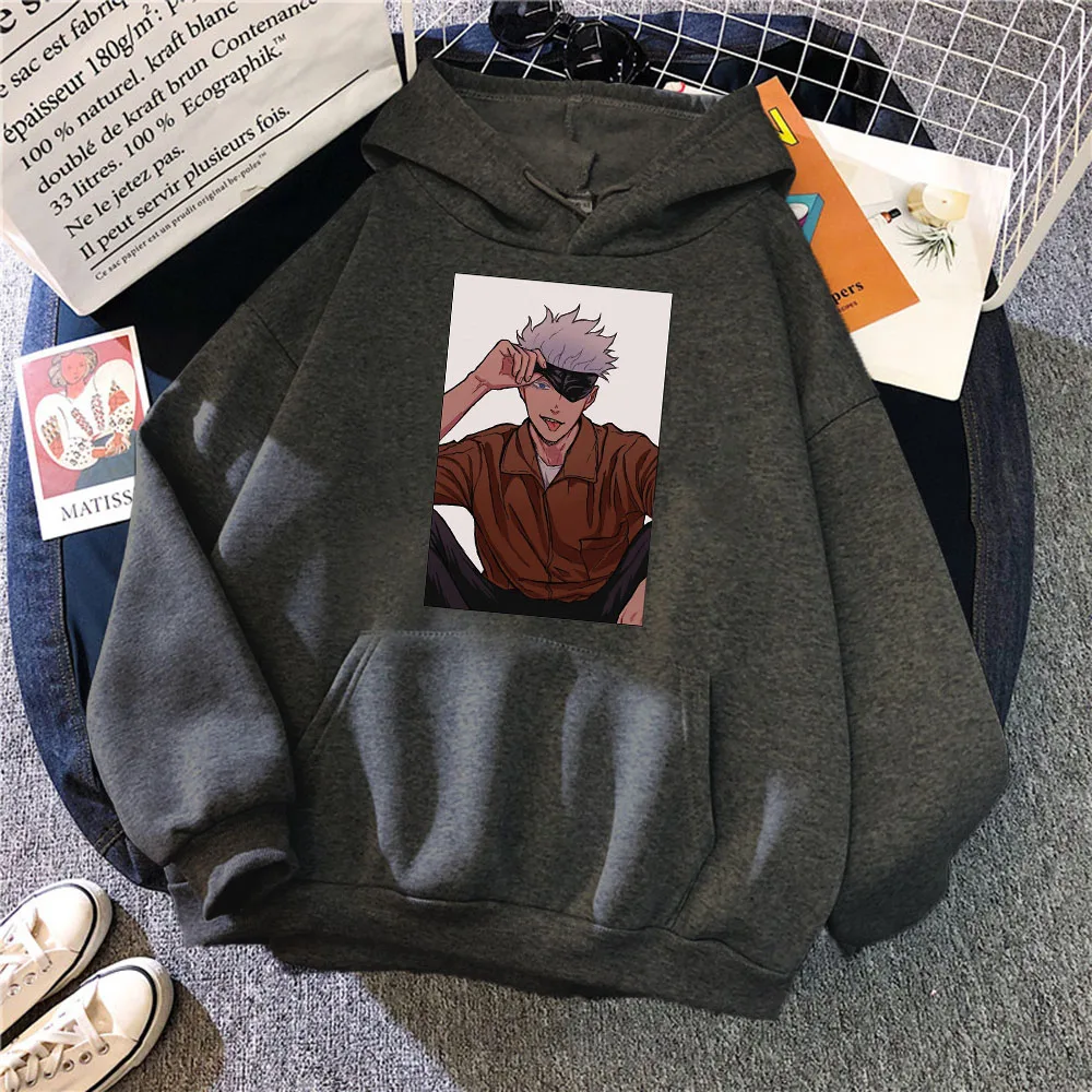 

Jujutsu Kaisen Gojo Cartoons Printing Female Hoody Fashion Casual Clothes Winter Warm Hoodies Pocket Fleece Streetwear Hip Hop