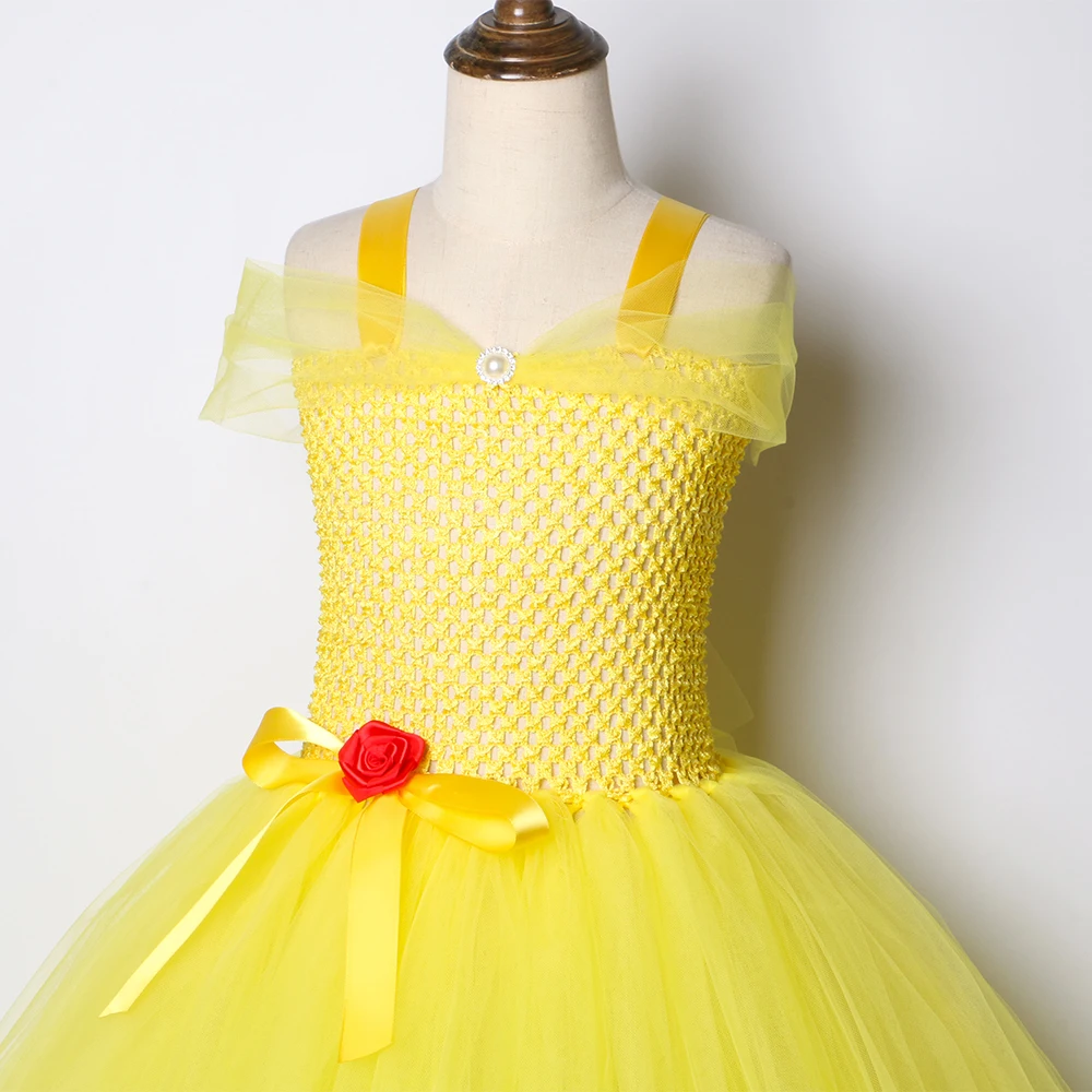 Girls Belle Princess Tutu Dress Tulle Girl Fancy Christmas Halloween Party Kids Beauty and The Beast Cosplay Costume | Детская одежда и