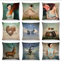 fashion shakespeare moon girl pillow case lovely fantasy cushion cover night painting