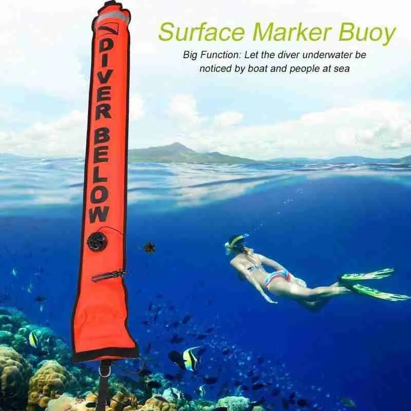 

Scuba Diving Marker Buoy 1.2m/1.5m/1.8m Professional Tube Safety Inflatable Diving Sausage Scuba Signal Below Diver N0B2