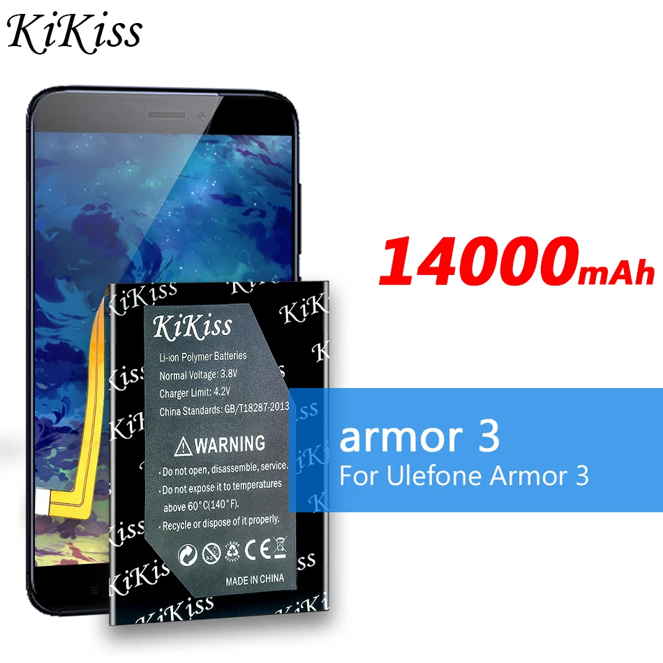 

Аккумулятор большой емкости 14000 мА · ч для Ulefone Armor 3 Armor3 3T 5,7 дюйма, мобильный телефон запасная батарея для Ulefone Armor 3