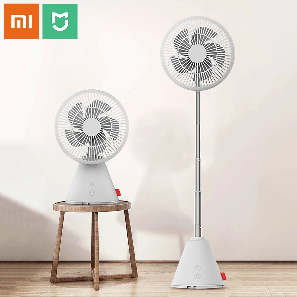 Mijia Portable Pedestal Fan Foldaway Standing Fan Foldable Desk Fan Wireless Use Rechargeable 3 Speed Quiet Timer Fan