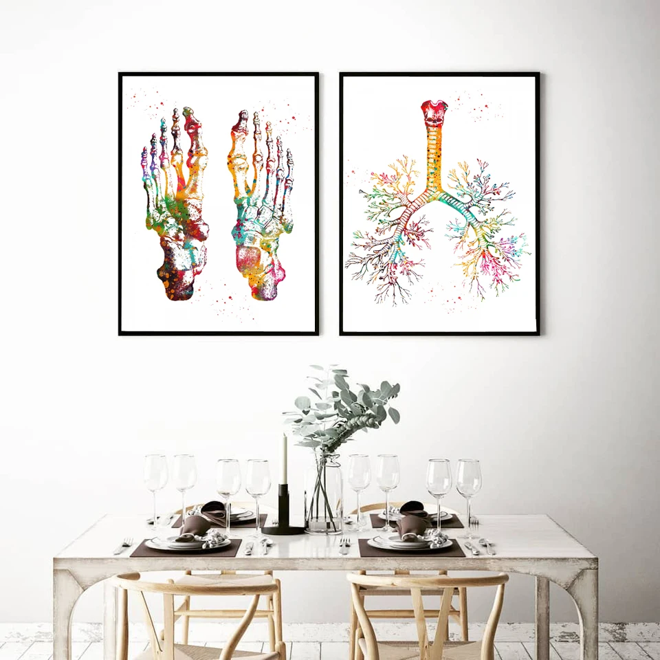 Плакаты с изображением сердец зубов скелета ячеек цветное художественное