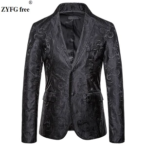 Модные мужские повседневные Костюмы и блейзеры европейского размера, мужской костюм в стиле смарт-кэшью, осеннее пальто с цветочной вышивкой