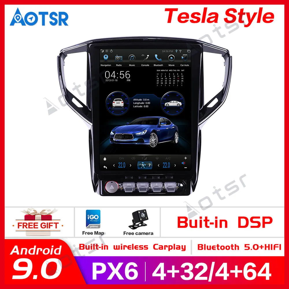 Автомобильный мультимедийный плеер Tesla style Android 9 0 4 Гб + 64 ПЗУ GPS навигация для Maserati