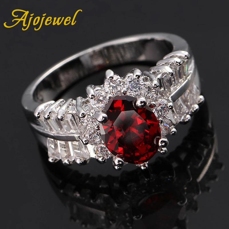 Женское кольцо в форме яйца Ajojewel роскошное с цирконием красного и фиолетового