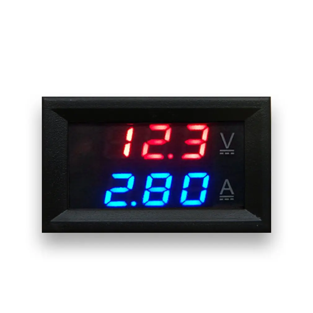 

DC 0-100V 10A Digital Voltmeter Ammeter Dual Display Voltage Detector Current Meter Panel Amp Volt Gauge 0.28" Red Blue LED