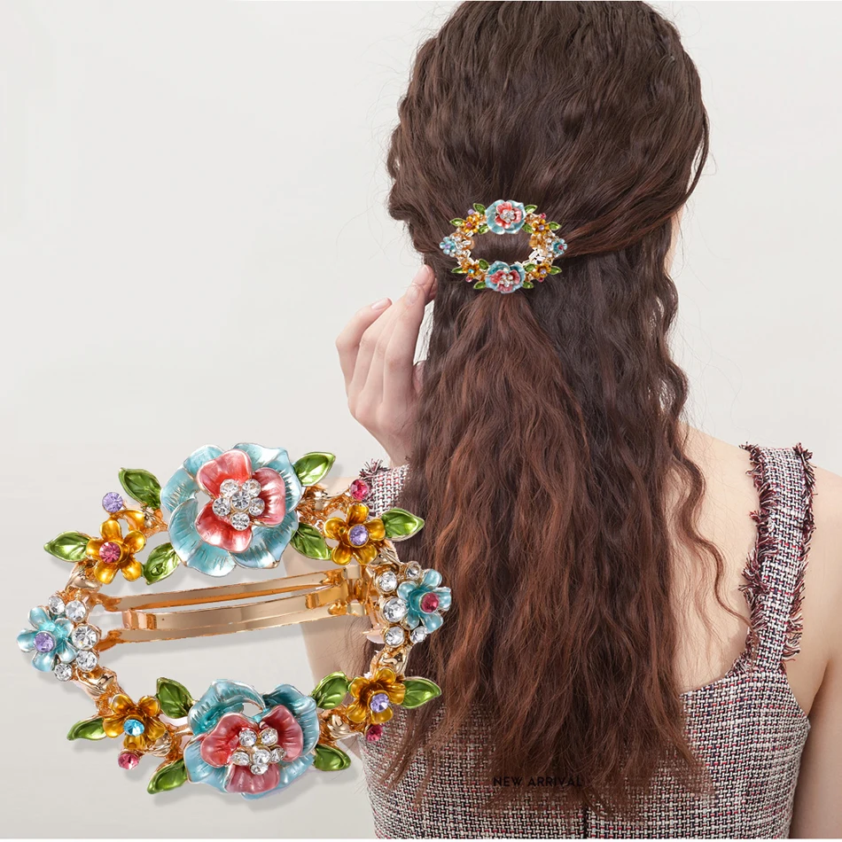 Заколка для волос с эмалью стразы ювелирные изделия женщин|hair jewelry|flower hair jewelryhair