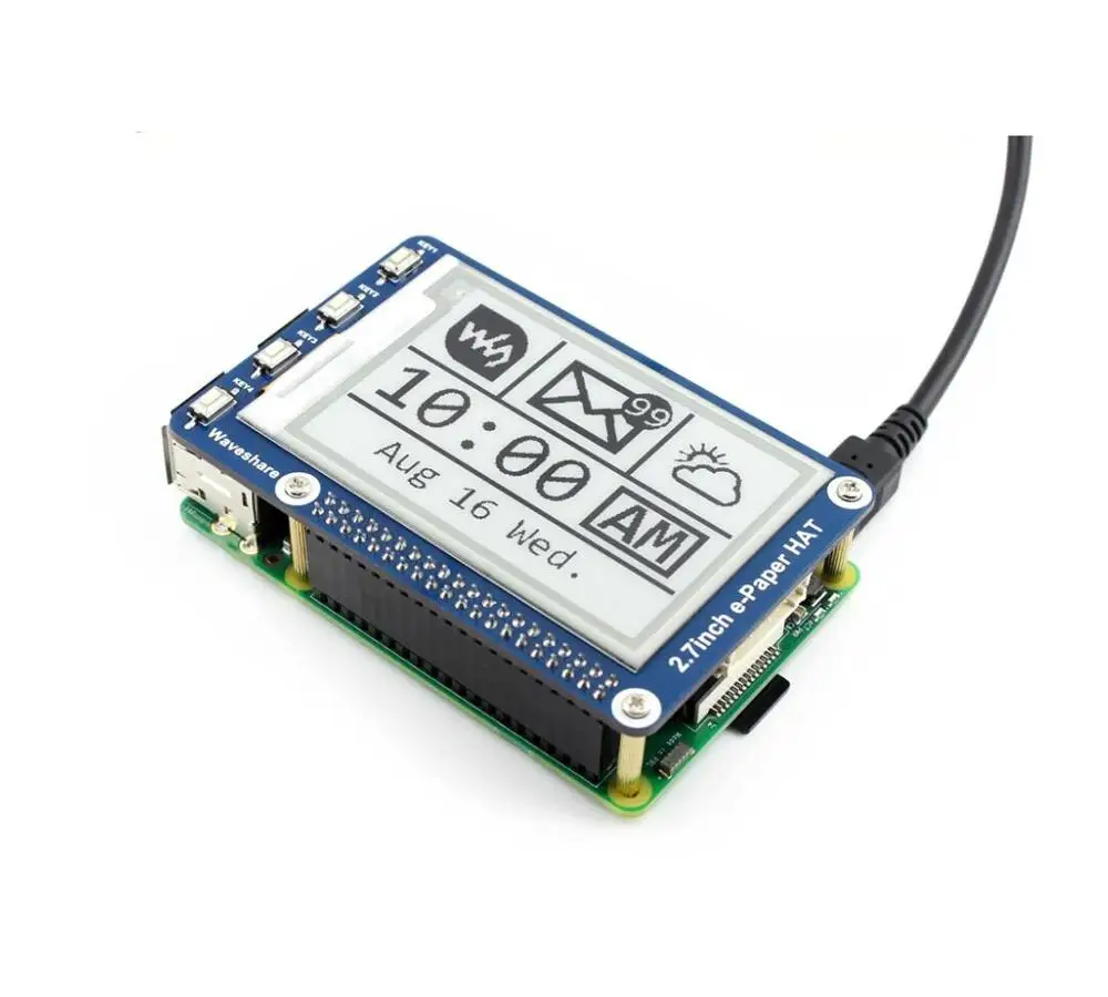 AiSpark 2 7 ''электронная бумага 264x176 дюймов E-Ink дисплей шляпа для Raspberry Pi 2B/3B/Zero W