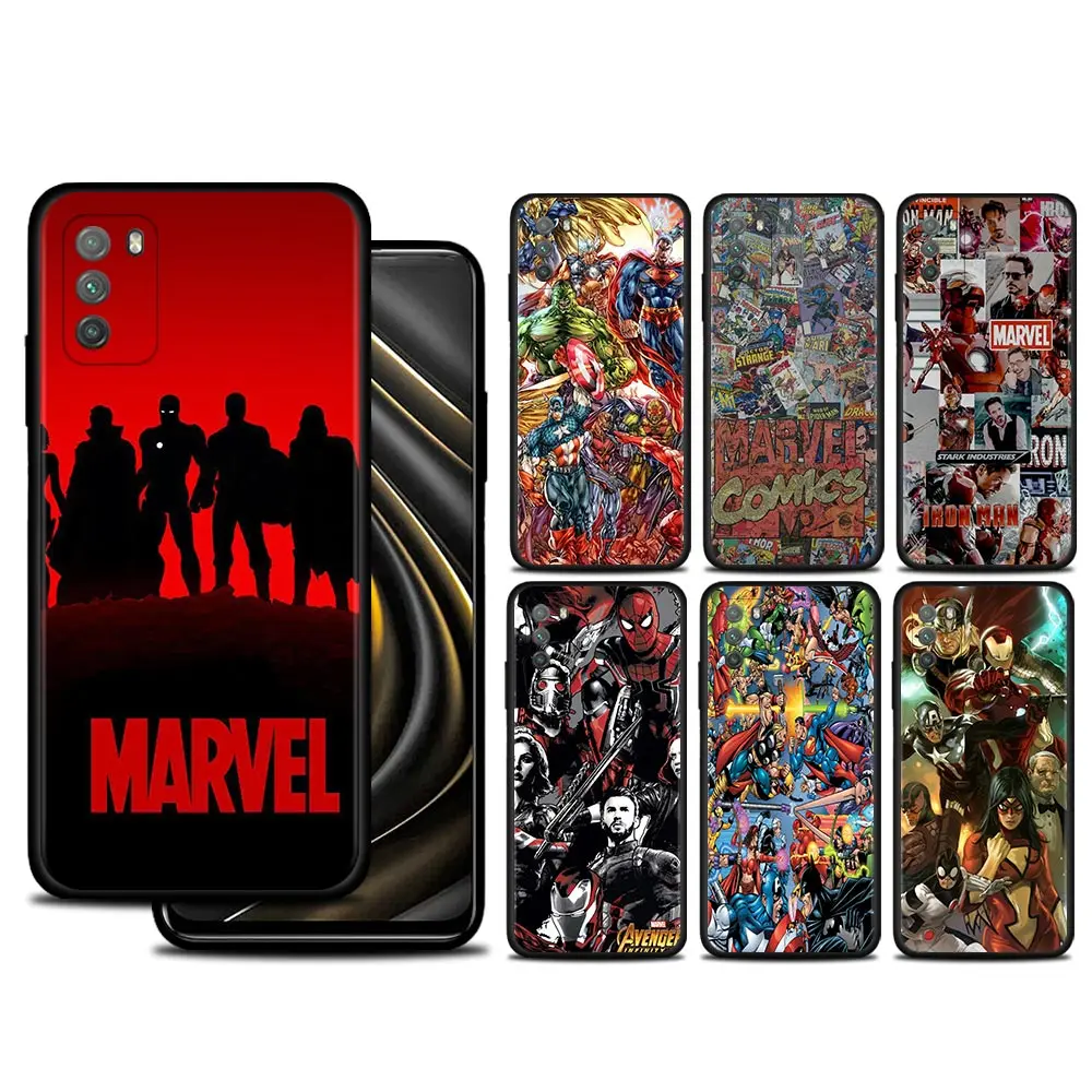 

Case For Xiaomi POCO X3 NFC X3 M3 Pro X3 F3 GT F1 for Mi Civi 11T 10T Pro 9T 11 Note 10 Lite Coque Marvel Superheros sticker