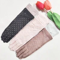 2021 new ladies mid long bow lace cotton printing fruit breathable non slip sunscreen touch screen bike driving gloves for women