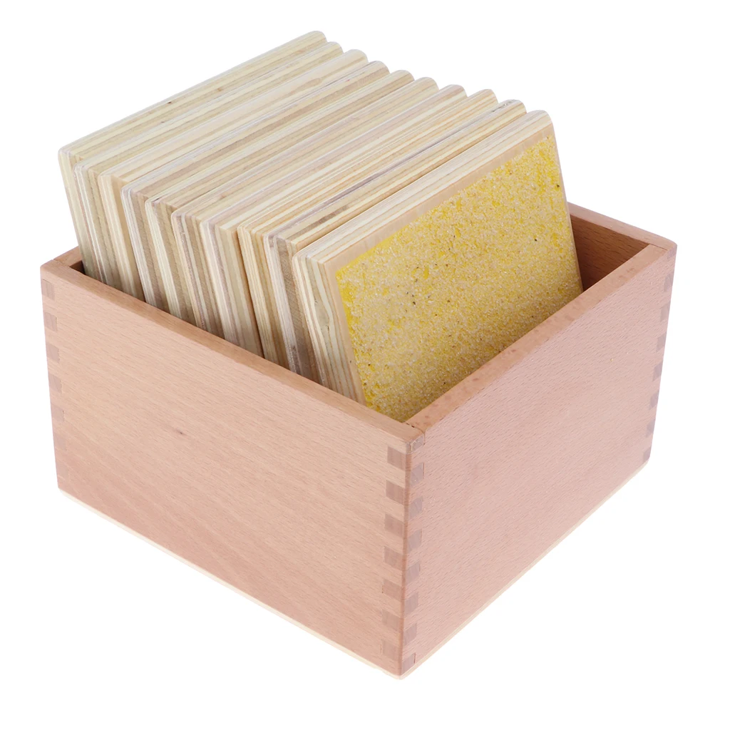 Деревянные сенсорные панели Монтессори-шероховатые и гладкие в коробке