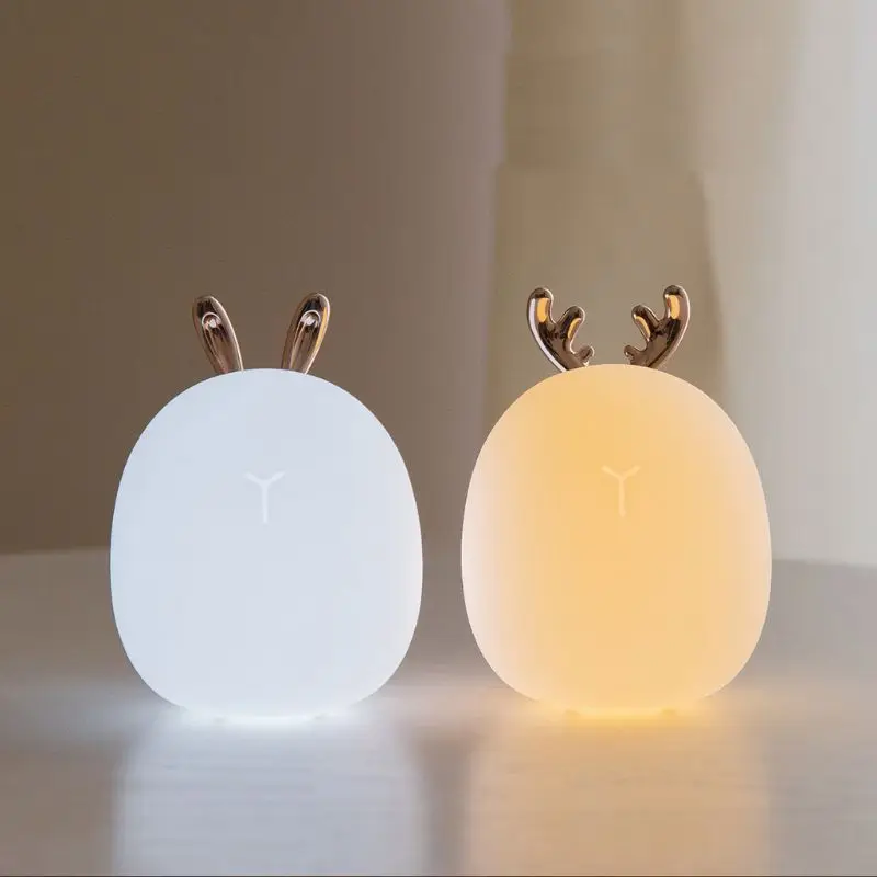 Ночник с милым кроликом и оленем силиконовый светодиодный светильник USB