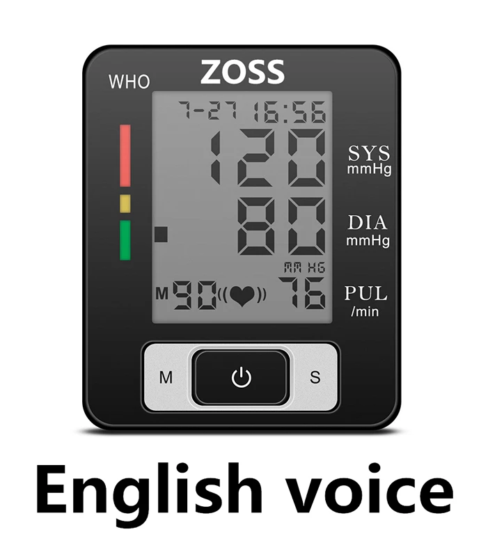 English voice ZOSS английская или Русская Голосовая манжета Сфигмоманометр на запястье измеритель давления в крови монитор пульса портативный тонометр BP - Цвет: English voice
