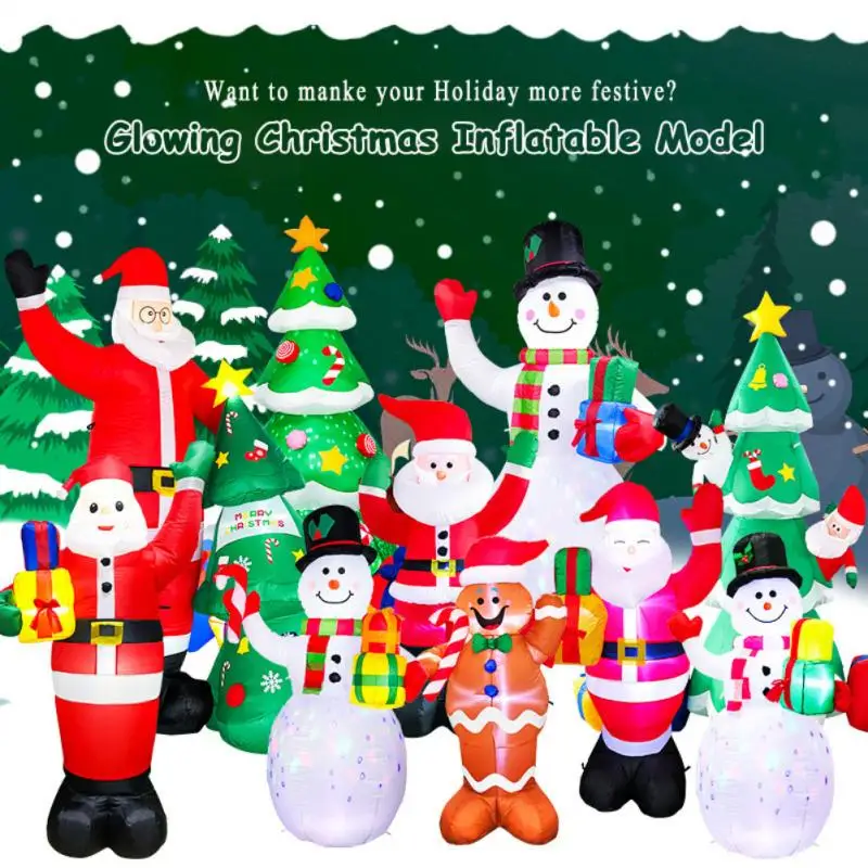 

5FT LED Light Inflatable Model Christmas Snowman Colorful Rotate Airblown Dolls Toys For Holiday Household Party Accessory