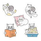 Эмалированная булавка в виде милой кошки, для чтения, газет, вязаные броши, Забавный котенок, шар из пряжи, Бриллиантовая булавка, ювелирные изделия, аксессуары для рюкзака