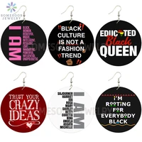 somesoor educated afro queen wooden drop earrings black culture strong sayings african photos wood jewelry for women gifts