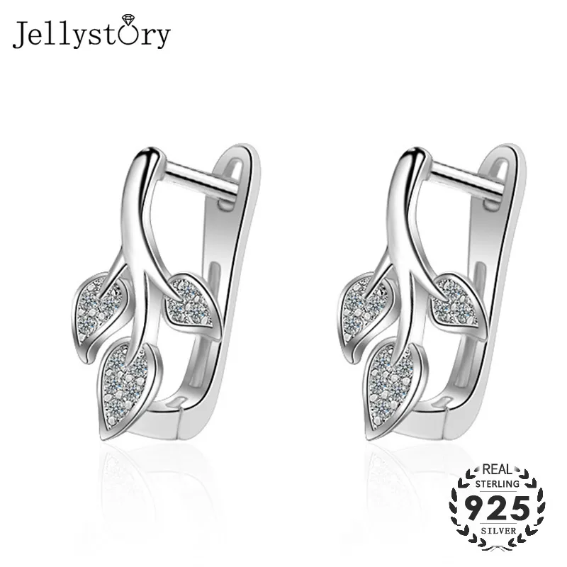 Модные серебряные серьги Jellystory 925 ювелирные изделия с цирконом в форме листа