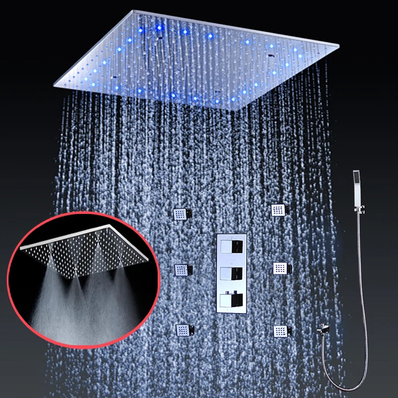 Современный потолочный светодиодный смеситель для душа набор термостатических