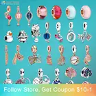 Подвески из муранского стекла с листьями и розовым фламинго