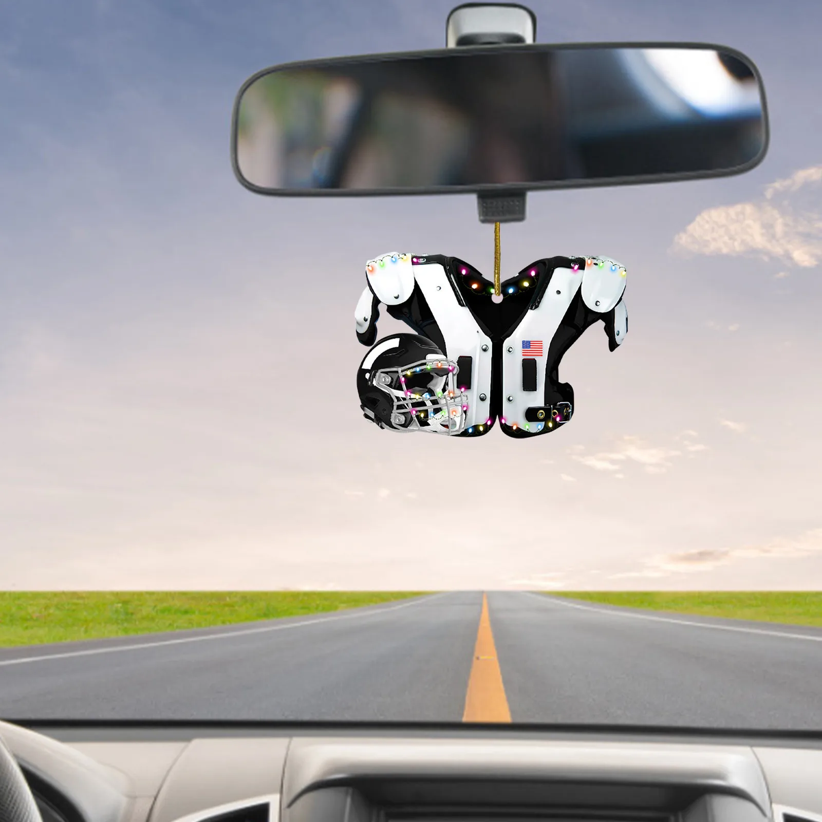 Christmas Tree Decoration DIY American Football Shoulder Pads And Helmet Car Rearview Mirror Pendant Crafts Collection Navidad | Дом и сад