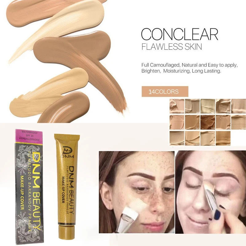 

14Color Concealer Liquid Foundation Cream Cover Tattoo Acne ScarsConcealer Moisturizing Full Camouflaged Natural Brighten Makeup