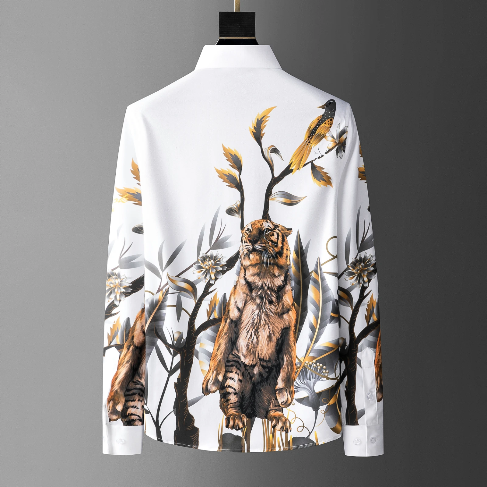 Роскошный алмаз рубашка с длинными рукавами для мужчин тигриным принтом Мужская
