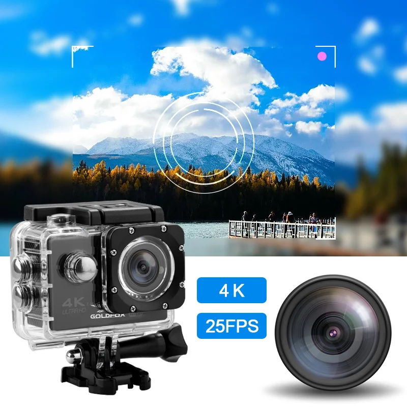 Купить Спортивная Экшн-камера Ultra 4K с Wi-Fi и дистанционным управлением, водонепроницаемая подводная камера Go Pro 170D для шлема, велосипедная видеозапи...