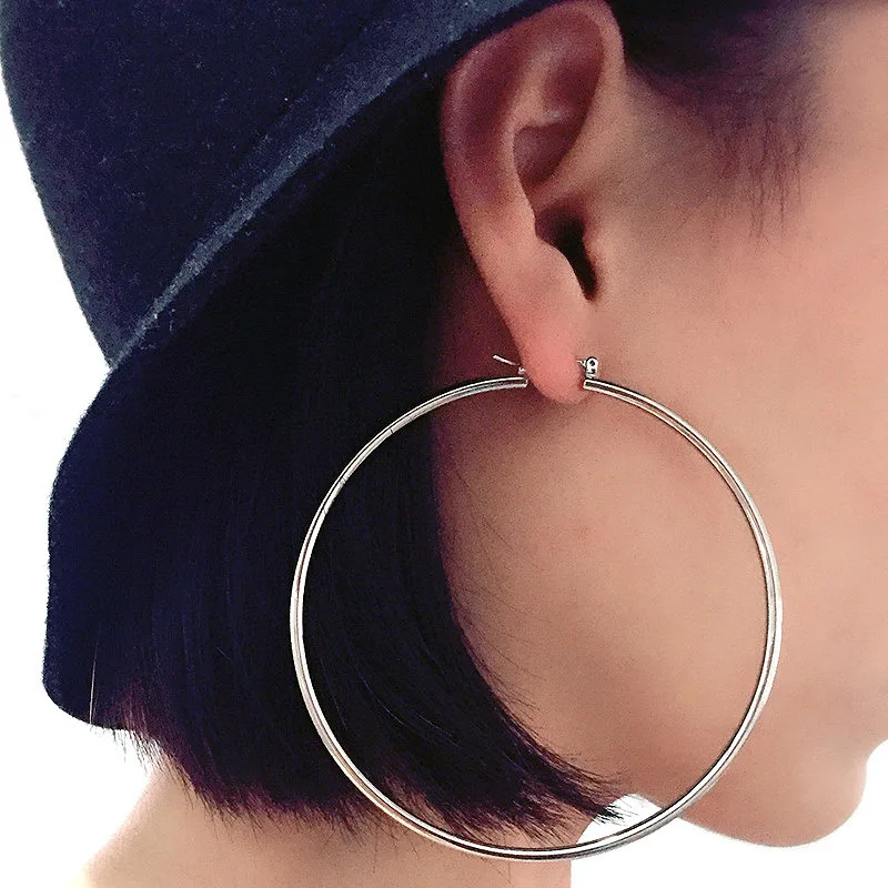 

Модные большие гладкие серьги-кольца, серьги-петли для женщин, ювелирные изделия