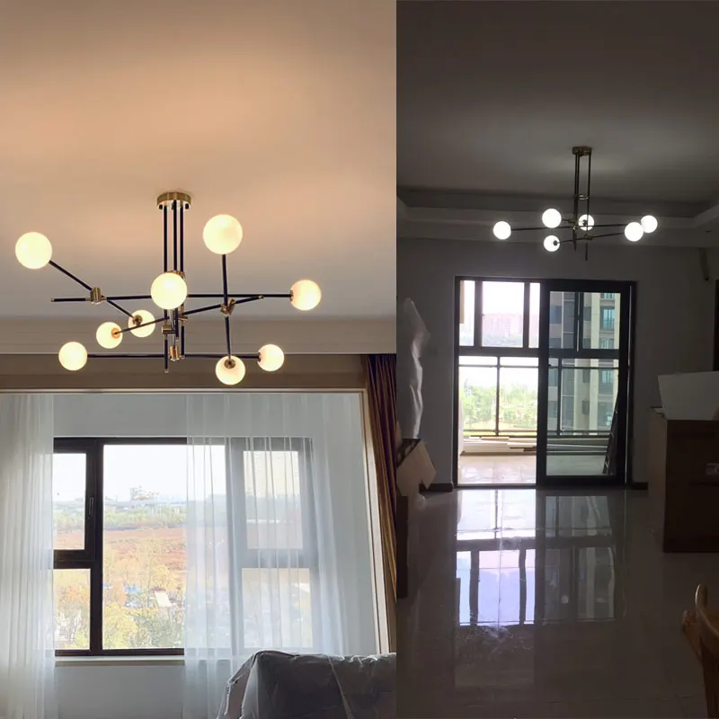 

Nordic Black Led Lamp Modern Living Room Chandelier Glass Lampshade Light Fixtures Kitchen Dining Room Decor Home Lighting G9