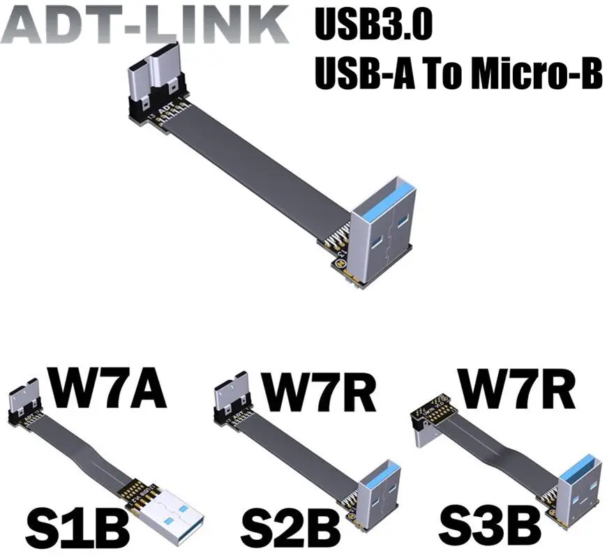 

USB 3,0 USB-A штекер к Micro-B штекер поворот вверх/вниз Угловой USB синхронизация данных и зарядка плоский кабель Тип A шнур Соединительный адаптер ...