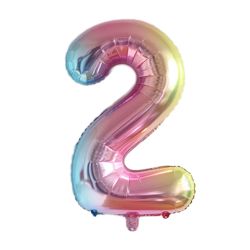 32 Inch Number Balloon Children's Birthday Party Decoration Gradient Color Aluminum Cute Digital | Дом и сад