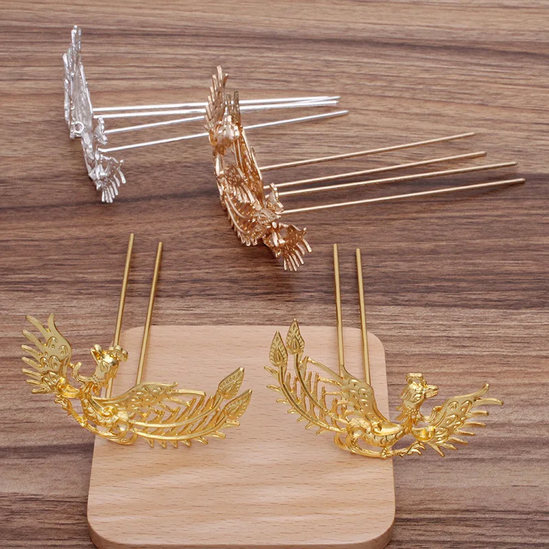 

2PCS 12*115mm U Shape Phoenix Hair Sticks Metal Gold Color Phoenix Hair Fork Base Setting DIY Accessories For Jewelry Making