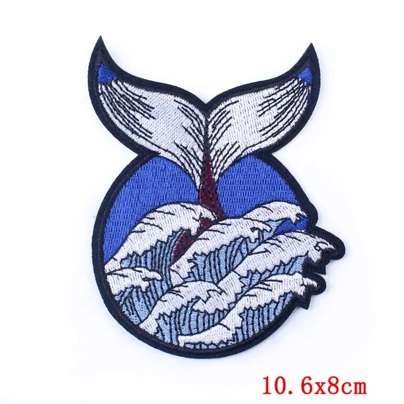 С рисунком в виде морских волн патч железа на нашивки одежду с вышивкой Кита знак