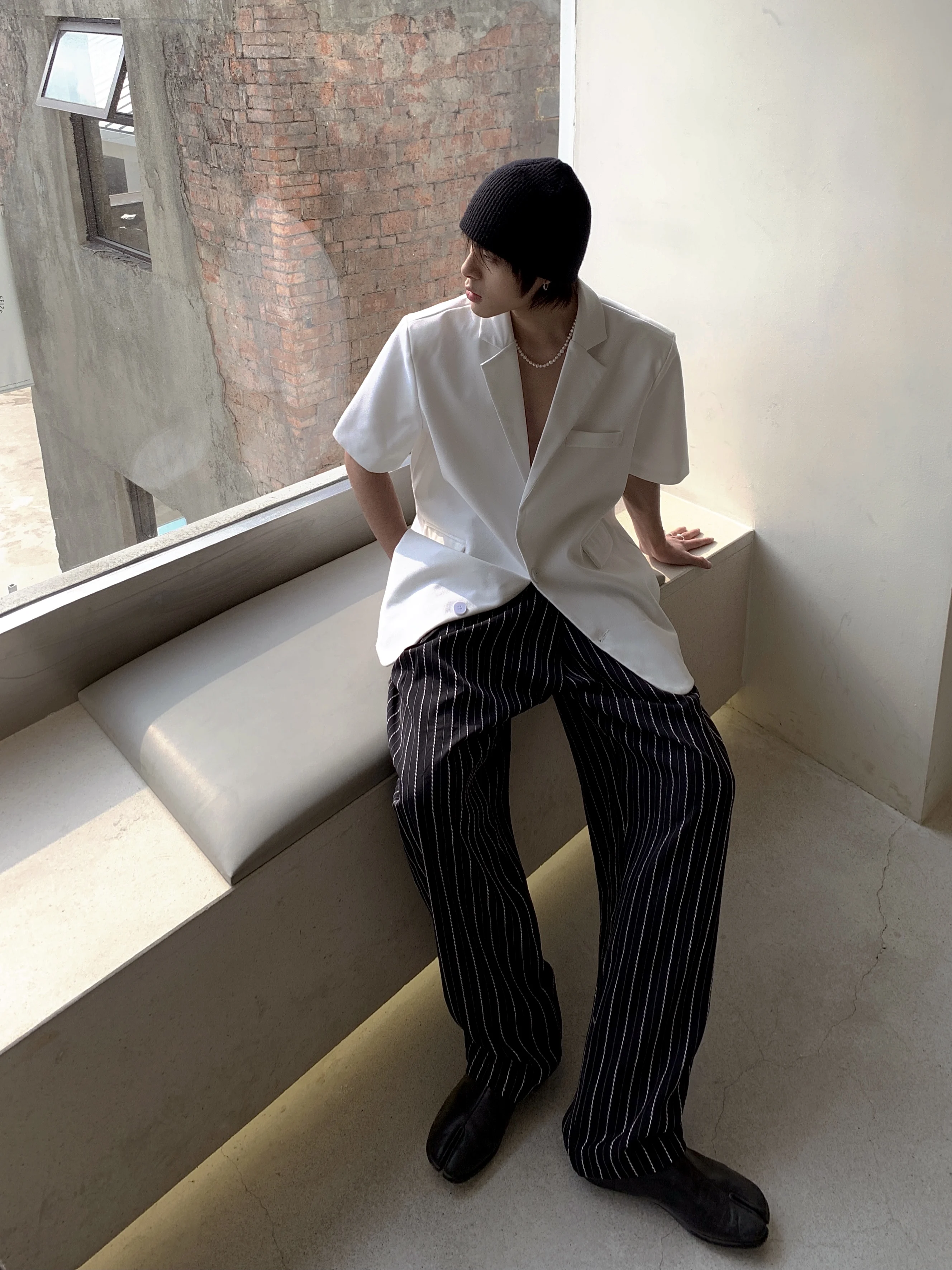 

M-XLNew wild striped waist pants men's spring loose straight casual trousers tide brand fried street trend pants.