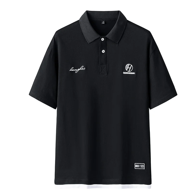 Мужская хлопковая рубашка-поло в стиле Харадзюку с короткими рукавами и