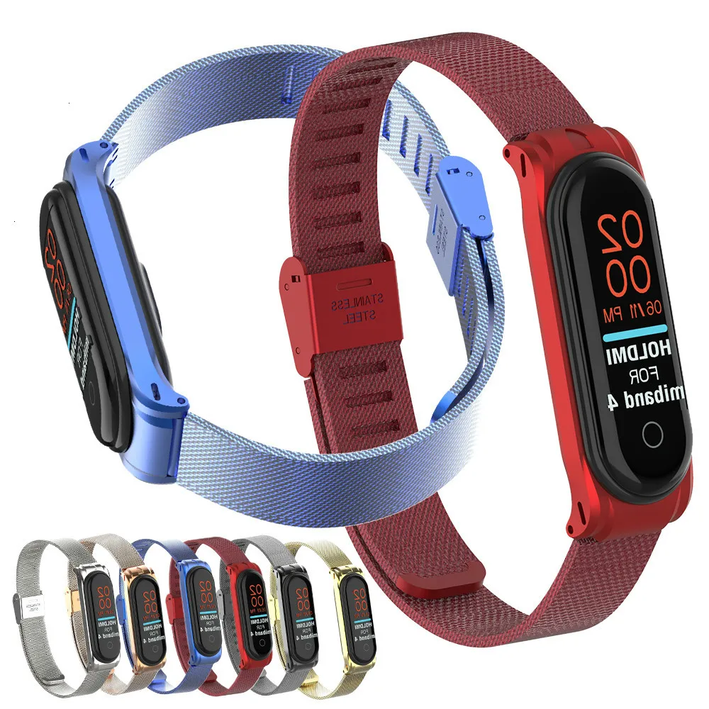 Металлический ремешок Mi Band 4 3 с магнитной пряжкой браслет из нержавеющей стали NFC