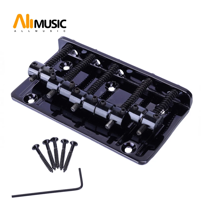 

A Set Left handed 5 String Flat Saddle Single Tremolo Bridge System for Electric Guitar Chrome Black