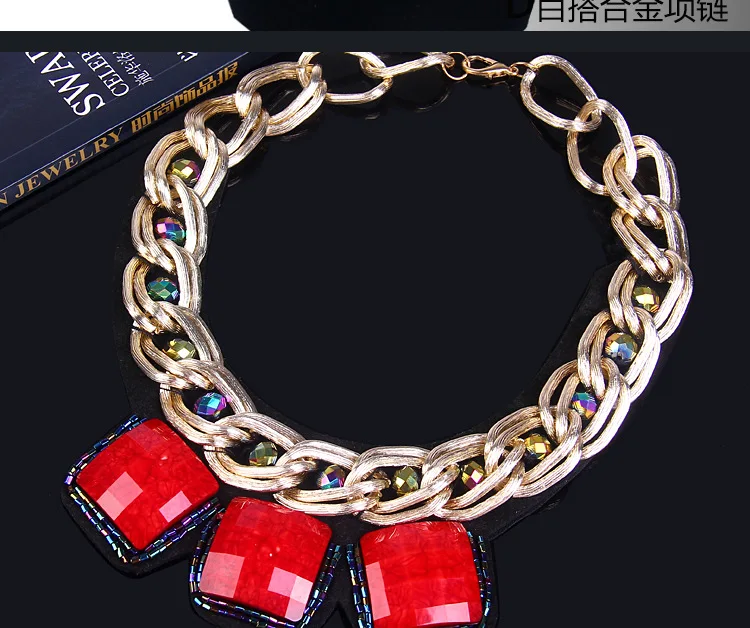 Новый стильный атмосферный синий красный воротник ожерелье Бесплатная доставка