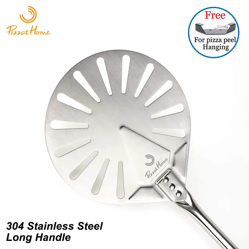 

SHANGPEIXUAN 56 Inch Perforated Turning Peel 304 Stainless Steel Round Long Handle Pizza Shovel Detachable Turning Peel Paddle
