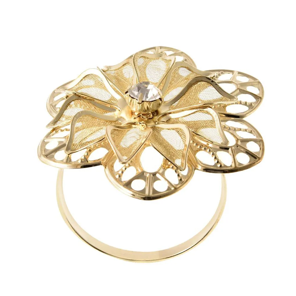 

12pcs Hollow Out Flower Napkin Rings Gold Serviette Buckle Holder Home Family Gathering Dinner Party Decoration New