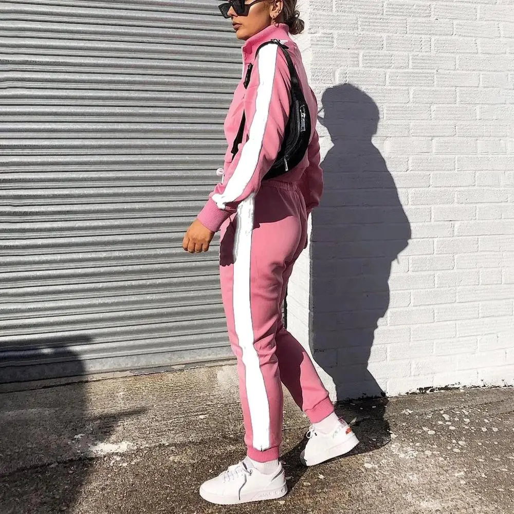 

High quality casual women's zip-up hoodie suit Spring Street wear comfortable solid color hoodie suit