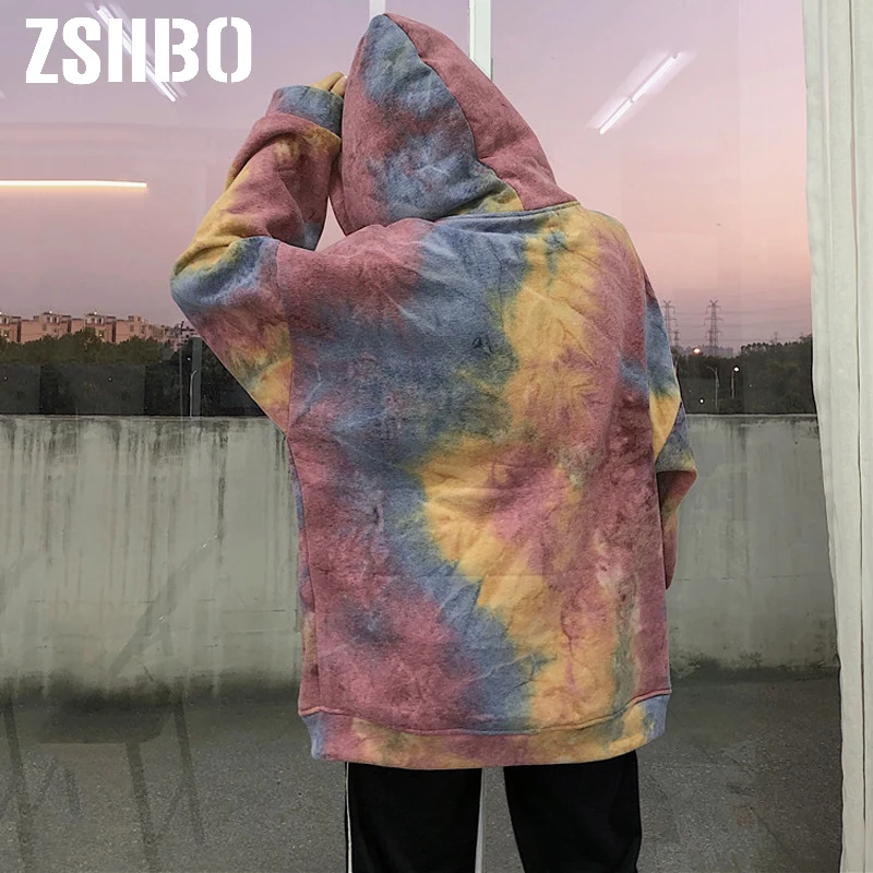 

Korean style Women Hoodies New Fashion Tie-dyed Printing Color 2019 Winter Hoodey Pullover Sweatshirt Female Tracksuit