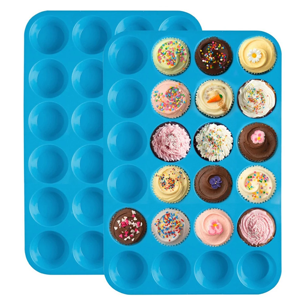 New 24 Hole Silicone Soap Cookies Cupcake Bakeware Mini Cake Pan Tray Mould Home Muffin Cup DIY Baking Tool Mold |