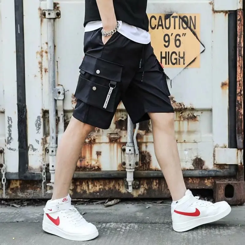 

Summer Multi Pocket fashion brand tooling shorts men's loose trend Capris thin casual sports beach pants