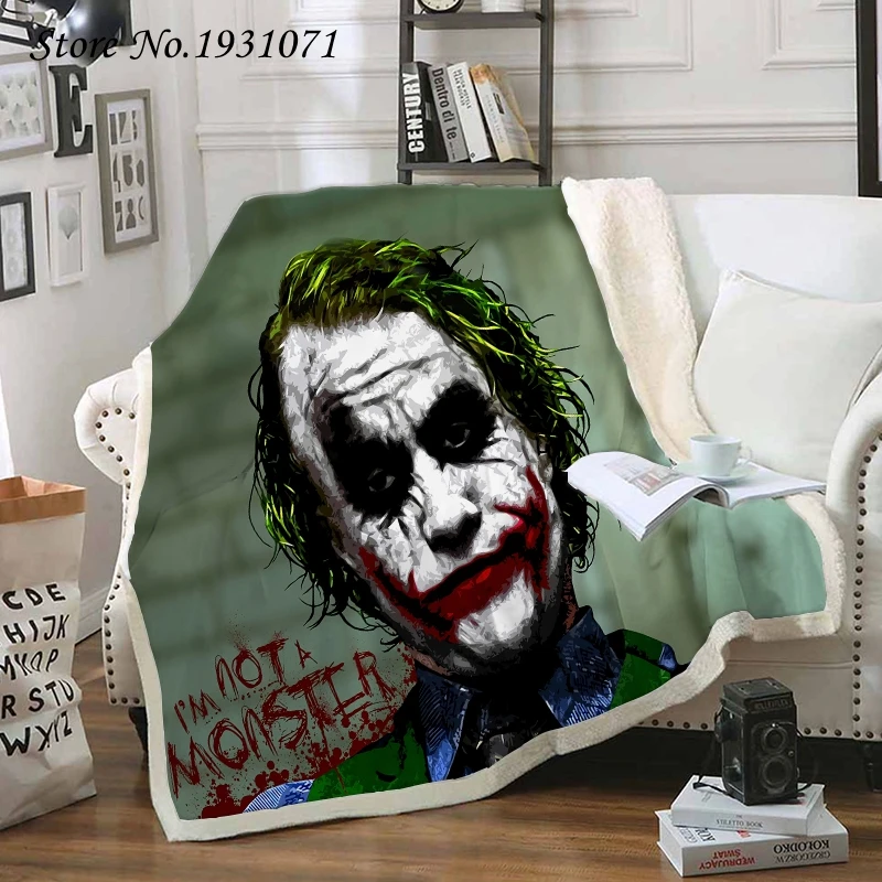 Флисовое одеяло The joker с 3D принтом для кровати толстое модное покрывало из шерпы